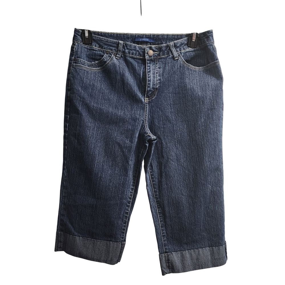 Bill Blass Jeans Womens Stretch Denim‎ Capri Cuffed Blue Size 10 Cropped Pants